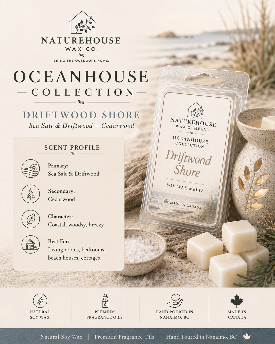 Driftwood Shore Soy Wax Melts / Tarts